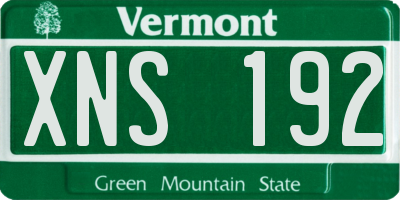 VT license plate XNS192