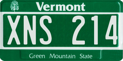 VT license plate XNS214