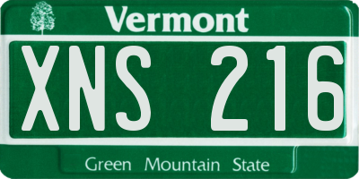 VT license plate XNS216