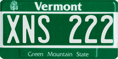 VT license plate XNS222