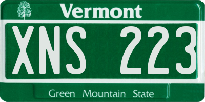 VT license plate XNS223