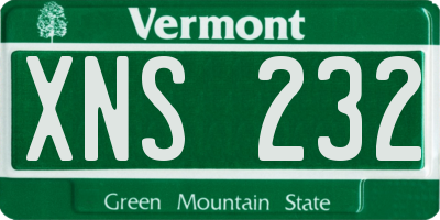 VT license plate XNS232