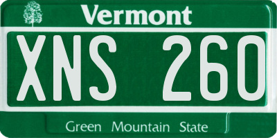 VT license plate XNS260