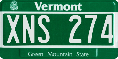 VT license plate XNS274