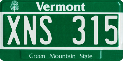VT license plate XNS315