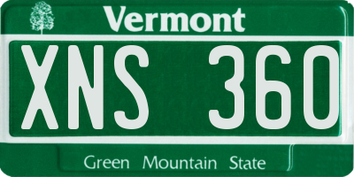VT license plate XNS360