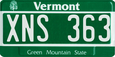 VT license plate XNS363