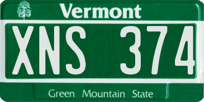 VT license plate XNS374