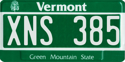 VT license plate XNS385