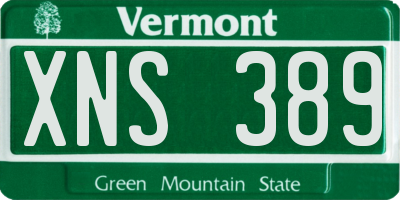 VT license plate XNS389