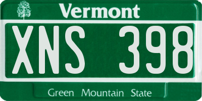 VT license plate XNS398