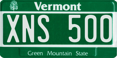 VT license plate XNS500