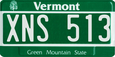 VT license plate XNS513