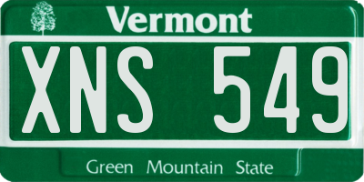 VT license plate XNS549