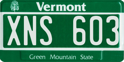 VT license plate XNS603