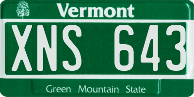 VT license plate XNS643