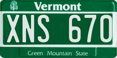 VT license plate XNS670