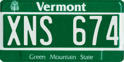 VT license plate XNS674