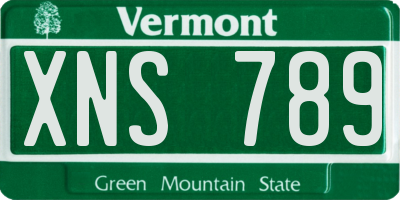 VT license plate XNS789