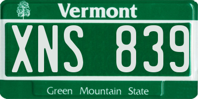 VT license plate XNS839