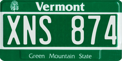 VT license plate XNS874