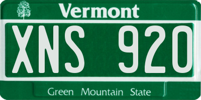 VT license plate XNS920