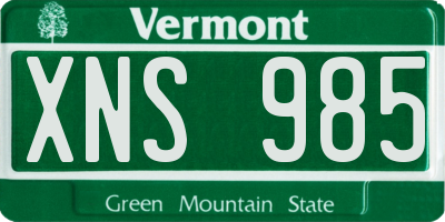 VT license plate XNS985