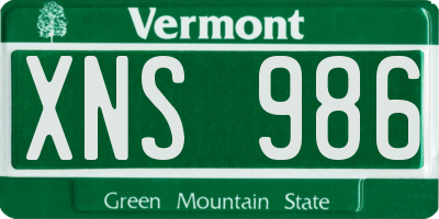 VT license plate XNS986