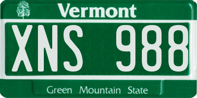 VT license plate XNS988