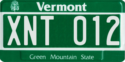 VT license plate XNT012