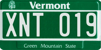 VT license plate XNT019