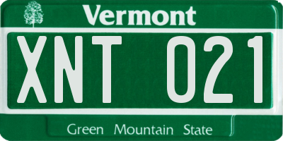 VT license plate XNT021
