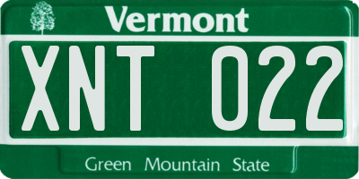 VT license plate XNT022