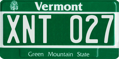 VT license plate XNT027