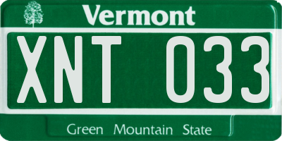 VT license plate XNT033