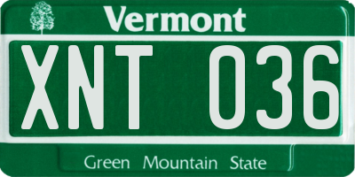 VT license plate XNT036