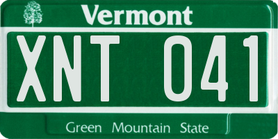 VT license plate XNT041