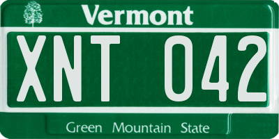 VT license plate XNT042