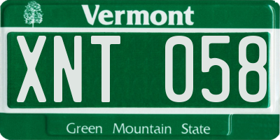 VT license plate XNT058