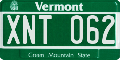 VT license plate XNT062