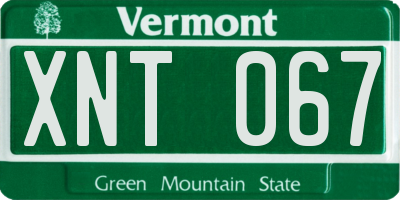 VT license plate XNT067