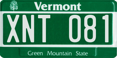 VT license plate XNT081