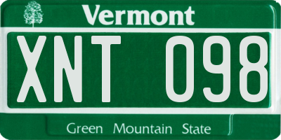 VT license plate XNT098