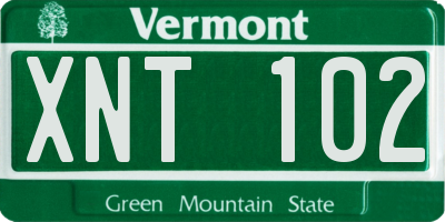 VT license plate XNT102