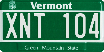VT license plate XNT104