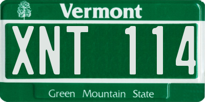 VT license plate XNT114