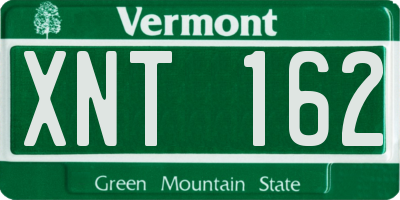 VT license plate XNT162