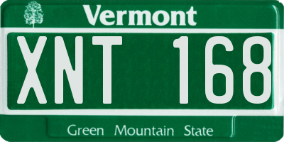 VT license plate XNT168