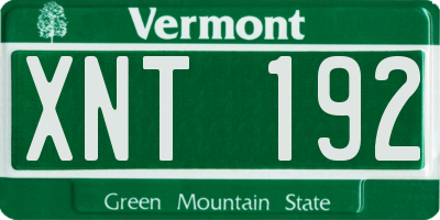 VT license plate XNT192