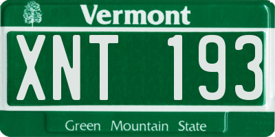VT license plate XNT193